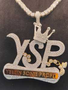 Pendentif Lettre YSP Moissanite Iced Out en Argent 925 Plaqué Or 18K, Breloque Lettre Couronne, Bijoux Hip Hop pour Homme - Product Image 2