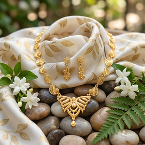 Divyoro Juego de Collar y Pendientes de Mariposa Chapados en Oro para Mujer, Joyería Clásica, Diseños Clásicos, Aleación de Cobre, Longitud Ajustable - Product Image 4
