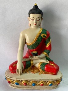 Buda Shakyamuni Pintado a Mano, Artesanía de Resina, Escultura Religiosa Moderna, Figura de Jardín, Budismo de Nepal, para Regalos y Recuerdos - Product Image 4