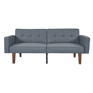Divano Futon Moderno in Stile Mid-Century in Pelle PU, Reclinabile Regolabile con Gambe in Legno e Metallo, Schienale Trapuntato per Soggiorno - Product Image 2