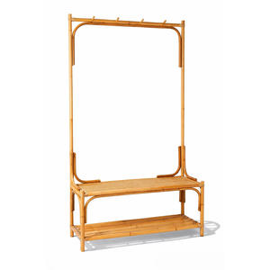 Porte-vêtements en rotin, excellent rapport qualité-prix, sur pied, écologique, avec rails pour vêtements - Product Image 5