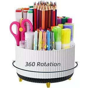 Portapenne Girevole a 360 Gradi, Organizzatore da Scrivania a 5 Scomparti con Porta Matite e Accessori per Disegno, Accessori per Scrivania e Cassetti - Product Image 1