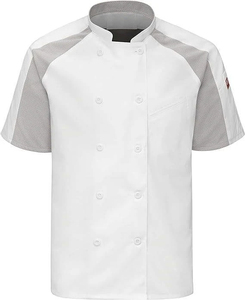 Chemises de chef pour hommes à séchage rapide avec logo personnalisé, grande taille, respirantes, manches courtes, en polyester - Product Image 1