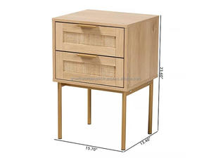 Juego de Mesitas de Noche Rústicas de Madera Maciza de Mango con 2 Estaciones de Carga y 2 Cajones, Mesita de Noche Moderna Hecha a Mano, Exportación Mundial - Product Image 2