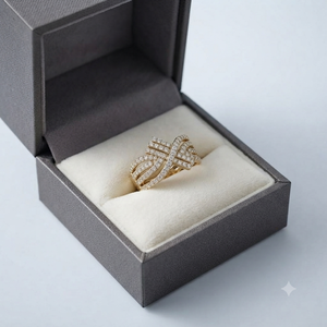Luxury Fashion Style 10K Solid Gold Plated Moissanite <b>Ring</b> Fine Women's Flower Bow Tie Ribbon Wedding Custom Pave Prong Romantic - Product Image 5