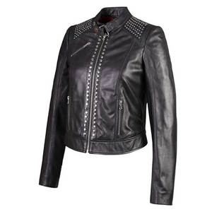 Nuevas Chaquetas de Cuero Genuino con Bordado a Cuadros y Tachuelas para Mujer, Modelo 2025, Transpirables y Ecológicas - Product Image 4