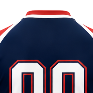 ชุดวอลเลย์บอลสีแดง ขาว กรมท่า เสื้อแขนสั้น กางเกงขาสั้น ชุดกีฬาทีมพิมพ์ลายแบบ Sublimation สำหรับแข่งขัน - Product Image 5