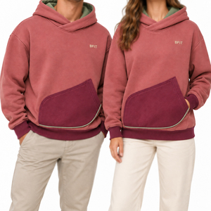 เสื้อฮู้ดฟลีซคอไขว้ BFIT พรีเมียม พร้อมกระเป๋าโค้งและโลโก้ปัก - Product Image 6