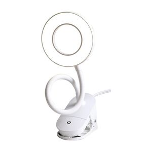 Lampe de bureau LED moderne avec col de cygne et pince, en aluminium blanc mat, alimentée par USB - Product Image 3