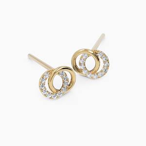 Pendientes de Oro Amarillo Sólido de 14K con Diamantes Cultivados en Laboratorio, Diseño Entrelazado, Joyería Minimalista y Elegante para Mujer, Regalo - Product Image 2