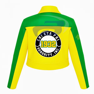 Chaqueta de cuero PU de alta calidad Chi Eta Phi CEPhi Sorority, estilo racing, corte ajustado, personalizable con cualquier logotipo. - Product Image 2