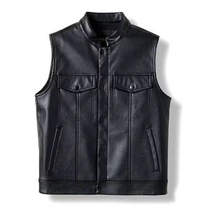 Custom Genuine Sheep Leather Men's vest Wholesale rate breathable Motorcycle Leather vest for sale - Product Image 1