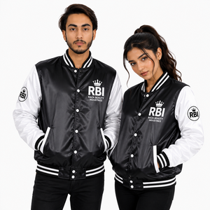 Patchs brodés personnalisés, broderie vintage 3D, veste varsity en satin, haute qualité, 100% polyester, séchage rapide, personnalisable pour homme - Product Image 2