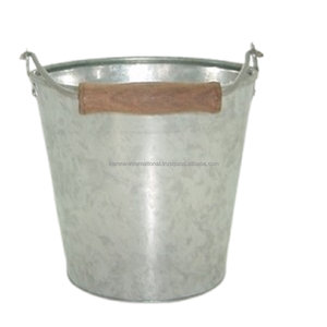 Pot à fleurs en métal tendance avec poignée en bois pour la maison, le restaurant et le jardin - Pot décoratif écologique - Product Image 5
