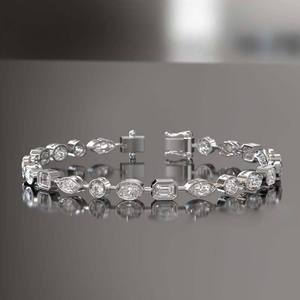 Pulsera de tenis de plata de ley con piedras de corte mixto, joyería fina de lujo, cadena de mano para mujer - Product Image 4