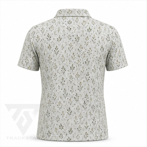 Trackstar Men's Gray Olive <b>Botanical</b> <b>Print</b> Polo Shirt Short Sleeve Button Collar Casual Golf Shirt Custom Logo - Product Image 4