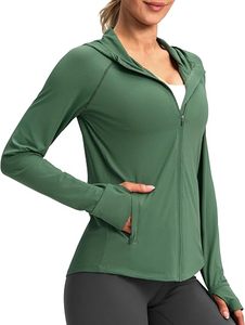 <b>Women's</b> Hooded <b>Zip</b>-<b>Up</b> Jacket Loose Fit Full Sleeve Solid Color Breathable Yoga <b>Top</b> with Pockets - Product Image 6