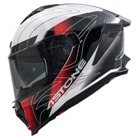 Casques Astone GT6 PLUS WAVES BLANC / ROUGE Nouveau casque intégral ABS pour hommes Certifié ECE22.06 Garantie 1 an Tailles XS-2XL