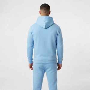<b>Men's</b> <b>Purple</b> Hooded Tracksuit Solid Color Casual Regular Fit Full Length Drawstring Pocket 100% Cotton Autumn Wear - Product Image 2