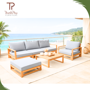 EDEN Ensemble de canapés de jardin contemporains en bois d'acacia, 6 pièces, écologiques, avec coussins imperméables, pliables, pour hôtels et villas - Product Image 5