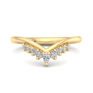 Anillo de lujo en oro rosa con diseño de chevron y diamantes de corte brillante en forma de pera y redondos, curvado y apilable, para boda, joyería de moda para mujer. - Product Image 3