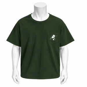 <b>Olive</b> <b>Green</b> Weathered Pocket Tee Garment Washed Cotton Short Sleeve <b>T</b> <b>Shirt</b> Relaxed Fit Chest Pocket Vintage Casual Streetwear - Product Image 1