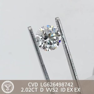 Diamant de laboratoire cultivé HPHT CVD de 2,02 carats D VVS2 à taille idéale, certifié IGI, en vrac, pour la joaillerie - Product Image 2