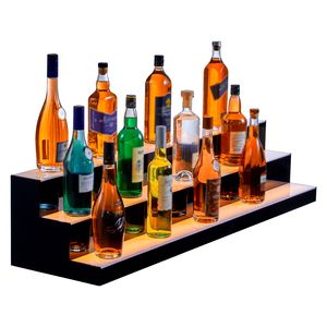 Espositore Commerciale a LED Illuminato da 48 Pollici in Acrilico per Bottiglie di Liquori, 3 Livelli, 3 Gradini, Scaffale Illuminato per Whisky, Mensola per Bar Domestico - Product Image 3