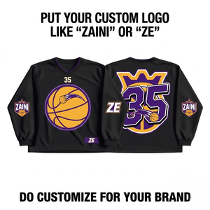 เสื้อบาสเก็ตบอลผู้ชาย ZAINI แบบสั่งทำพิเศษ หมายเลข 35 คอกลม ซิปครึ่งตัว ผ้าฟลีซ 100% คอตตอน เป็นมิตรกับสิ่งแวดล้อม ระบายอากาศได้ดี ดีไซน์สปอร์ต สีดำ - Product Image 1