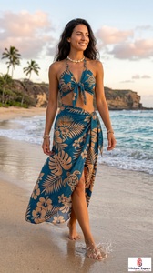 Pareo de Playa Floral Ligero Antiestático con Estampado Personalizado, de Secado Rápido, en Tela de Poliéster, Fabricante OEM ODM para Mujeres y Hombres - Product Image 2