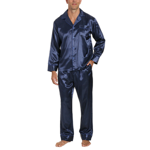 Pijamas de Hombre de Manga Corta, 100% Seda Satén, Ligeros, Talla Personalizada, Bolsillos, Color y Diseño Personalizables, Servicio OEM al por Mayor - Product Image 1