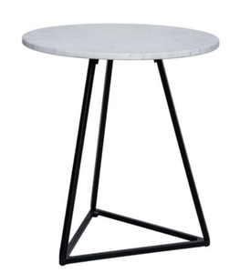 White Marble Round Coffee <b>Table</b> <b>Black</b> Metal Accent <b>Side</b> <b>Table</b> Modern Living Room Furniture - Product Image 3