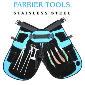 Paquete de Herramientas Comerciales para Herrador con Delantal de Seguridad, Cortaúñas para Cascos, Extractor de Cascos, Remachador, Pulidor y 4 Cuchillas de Bucle con Mango de Madera y Latón - Product Image 6