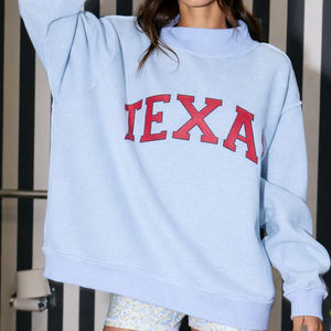 Sweat-shirt oversize pour femme à col montant, 100 % coton, impression de logo personnalisée, épaules tombantes, vente en gros usine - Product Image 1