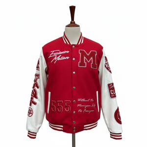 Chaqueta Varsity Negra para Hombre, Modelo Más Demandado, Cuerpo de Lana, Mangas de Cuero PU, Bordado con Parche de Chenille, Estilo Letterman - Product Image 3