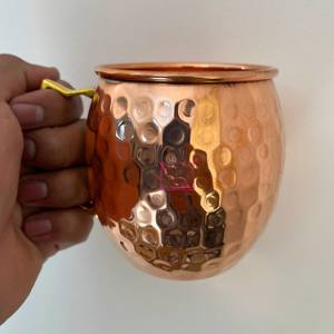 Mug en cuivre pur, finition martelée, pour la cuisine, le bar et le style de vie bien-être – Mug en cuivre artisanal, boisson traditionnelle en métal - Product Image 6