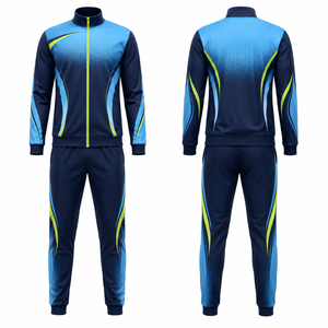 Conjunto Deportivo para Hombre, Azul Degradado, con Cremallera Completa, para Correr, de Secado Rápido, Poliéster, con Bolsillos Laterales, para Primavera - Product Image 1