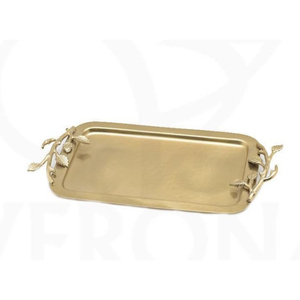 Plateau de service moderne pour la décoration et la présentation des aliments, élégant, en acier inoxydable martelé avec poignée en bambou, pour occasions spéciales - Product Image 2