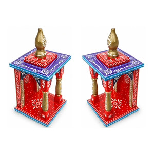 Mini Templo/Pooja Ghar Mandir de Madera Hecho a Mano, Gabinete para Oficina en Casa, Arte Ligero, Decoración para el Hogar de Diwali - Product Image 4