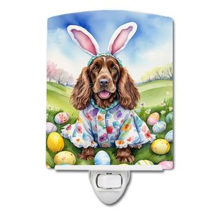 Luz nocturna de cerámica compacta con certificación UL, nuevo Cocker Spaniel inglés, caza de huevos de Pascua Multicolor 6x4x3 para dormitorio, pasillo, cocina - Product Image 1