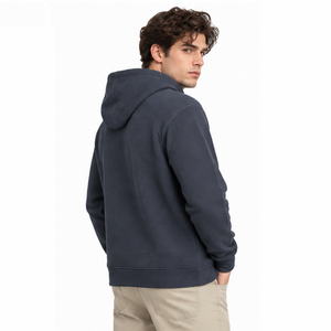 Sudadera con capucha de punto gofrado para hombre, informal, de manga larga, térmica, ropa deportiva de invierno, estilo urbano personalizado, venta al por mayor - Product Image 2