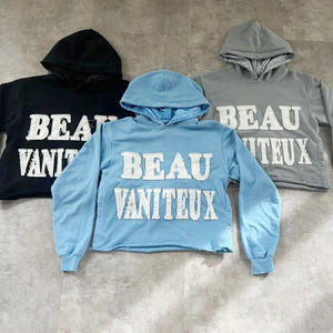 Sweat-shirts personnalisés en gros, streetwear de haute qualité, logo personnalisé, design surdimensionné, grandes tailles, style hip-hop pour hommes - Product Image 4