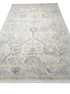 พรมอูชักแบบเรียบง่าย ทำมือจากขนสัตว์ สีเทาอ่อนและโทนสีพาสเทลอ่อนๆ 1 ชิ้น ขนาด 8x12 และ 8x10 - Product Image 2