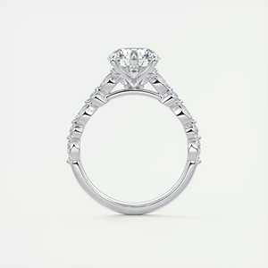 Bague de fiançailles solitaire demi-couvrante avec diamant rond de laboratoire de 2,00 carats et accents marquise en or blanc 14 carats - Product Image 3