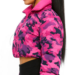Customize Long Sleeve Cropped Women Puffer <b>Jackets</b> Winter Outdoor Cold Weather Lightweight <b>Camo</b> Puffer Coat - Product Image 6