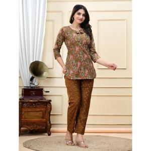 Traje Salwar de Crepé AARTI FASHION para Mujer, Uso Diario Informal, Transpirable, Estampado, con Mangas Tres Cuartos - Product Image 5