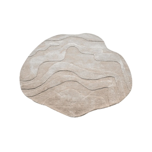<b>Round</b> Beige Viscose Handmade Rug Luxury Soft Area <b>Carpet</b> with Elegant Textured Design for Living Room Bedroom Lounge Modern Home - Product Image 2