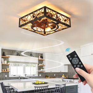 Ventilatore da Soffitto Rustico Stile Fattoria con Telecomando, Design Industriale Quadrato, 6 Velocità, Motore DC Silenzioso per la Tua Casa - Product Image 2