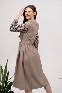 ชุดเดรสยาวสีชมพูอ่อนดีไซน์เนอร์ยูเครนแบบดั้งเดิมชุดเดรสผ้าฝ้ายปักตามสบายทันสมัยเสื้อผ้ามุสลิมลำลอง - Product Image 3