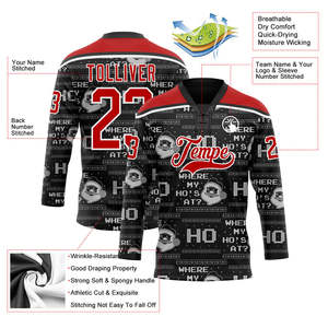 Ensembles de maillots de hockey sur glace de Noël, vert et rouge, imprimés par transfert thermique, sans manches, unisexe, adulte, 100% polyester, haute qualité - Product Image 3